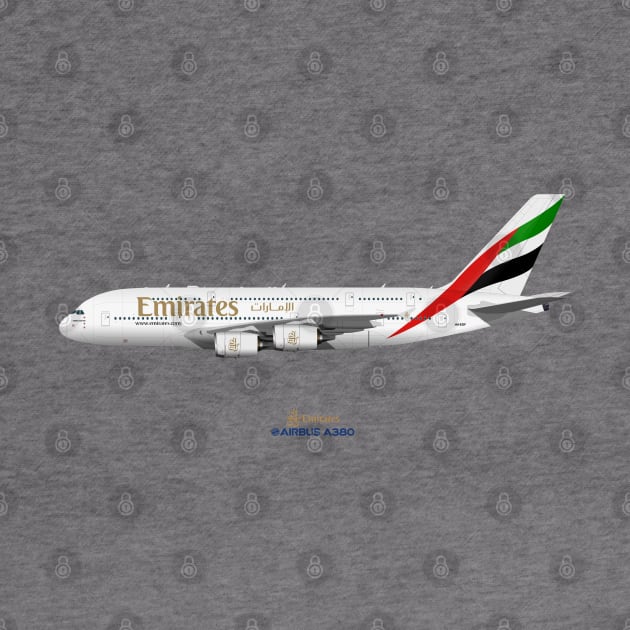 Illustration of Emirates Airbus A380 by SteveHClark